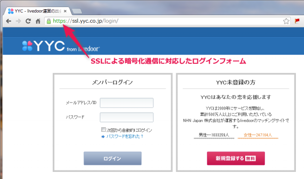 SSLに対応した安全性の高いログインフォーム